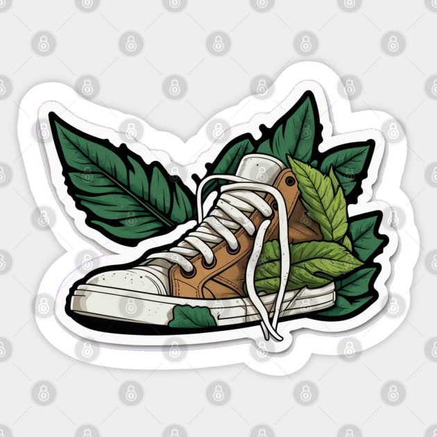 Stay Fresh and Plant a Tree with the Brown Cartoon Converse-Inspired Sticker by Greenbubble